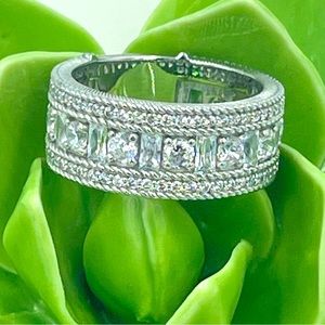 Diamonique Mixed Cuts Band Ring Size 8 NIB